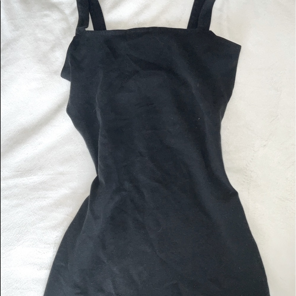 Long black dress with open back
